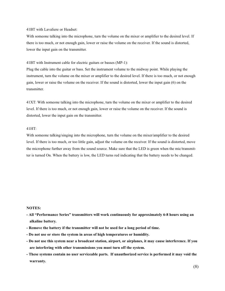 Azden PERFORMANCE SERIES 41XT User Manual | Page 9 / 11