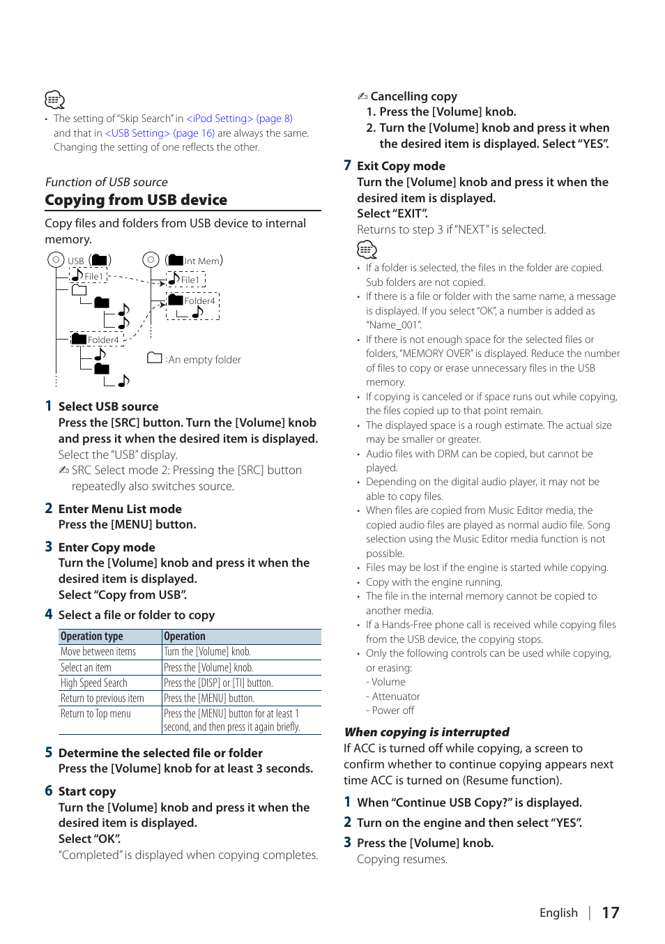 Copying from usb device | Kenwood KIV-700 User Manual | Page 17 / 76