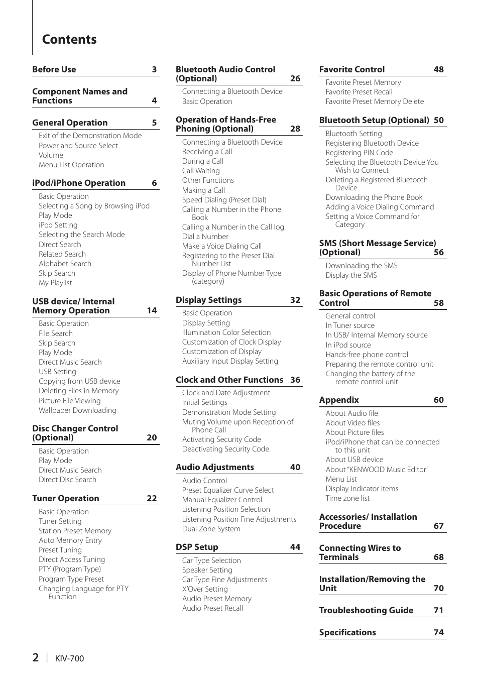 Kenwood KIV-700 User Manual | Page 2 / 76