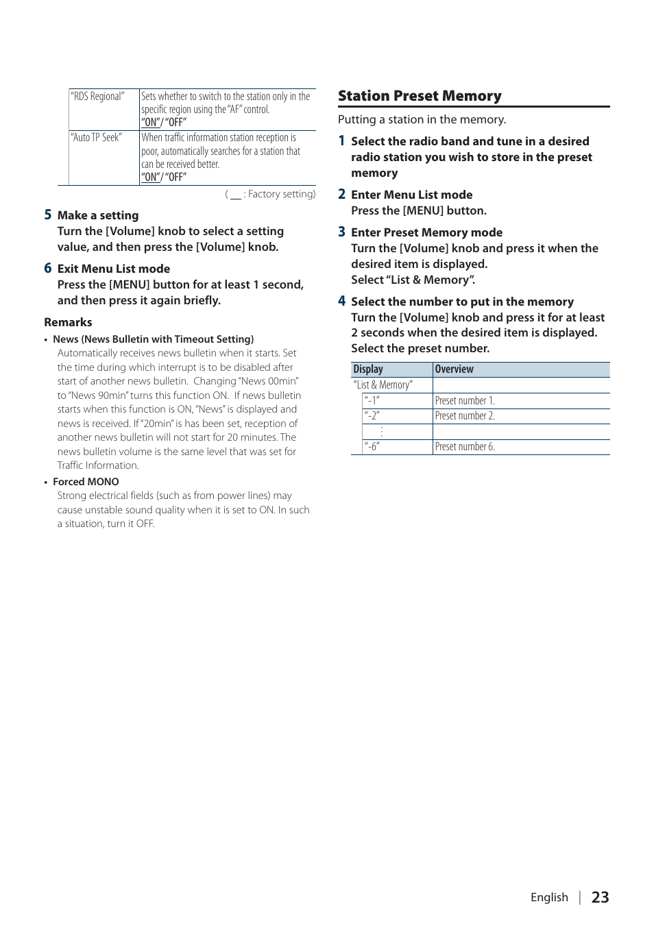 Station preset memory | Kenwood KIV-700 User Manual | Page 23 / 76