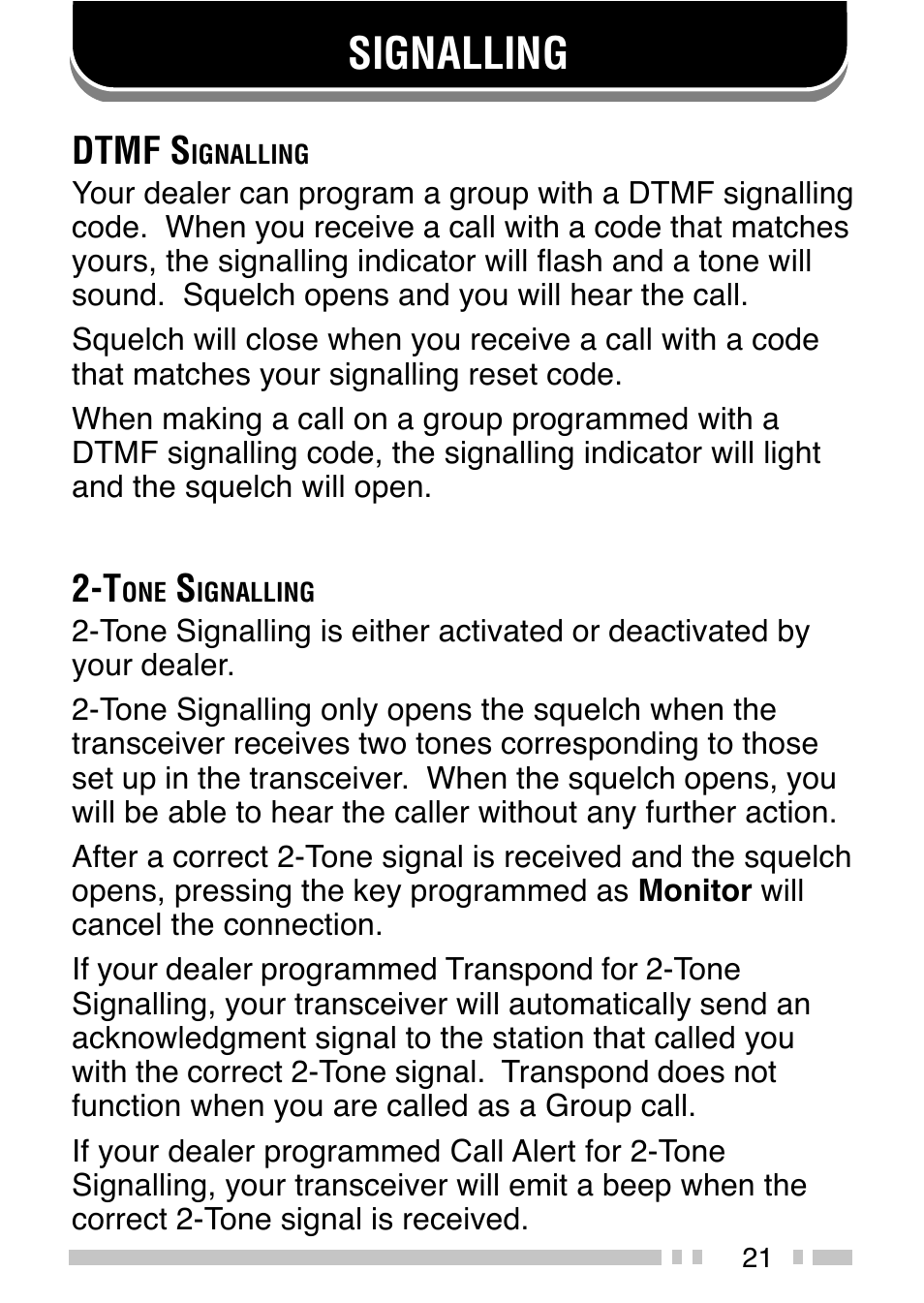 Signalling, Dtmf s | Kenwood TK-2140E User Manual | Page 25 / 31
