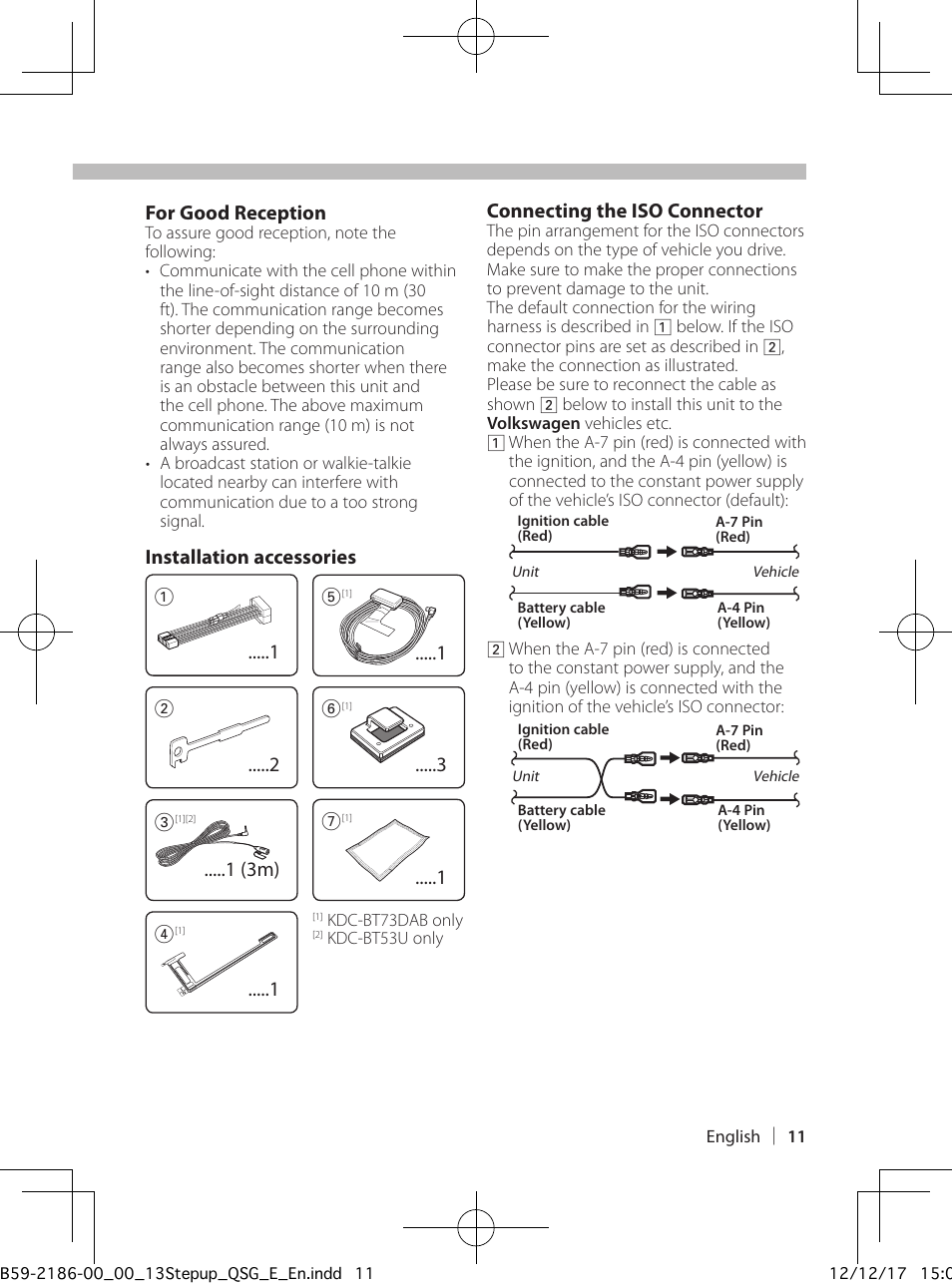 Before installation | Kenwood KDC-BT53U User Manual | Page 11 / 20