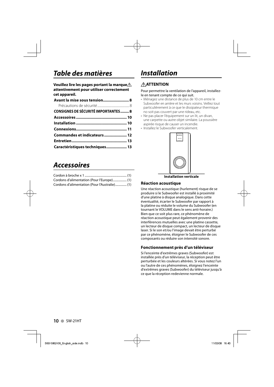 Kenwood SW-21HT User Manual | Page 10 / 40