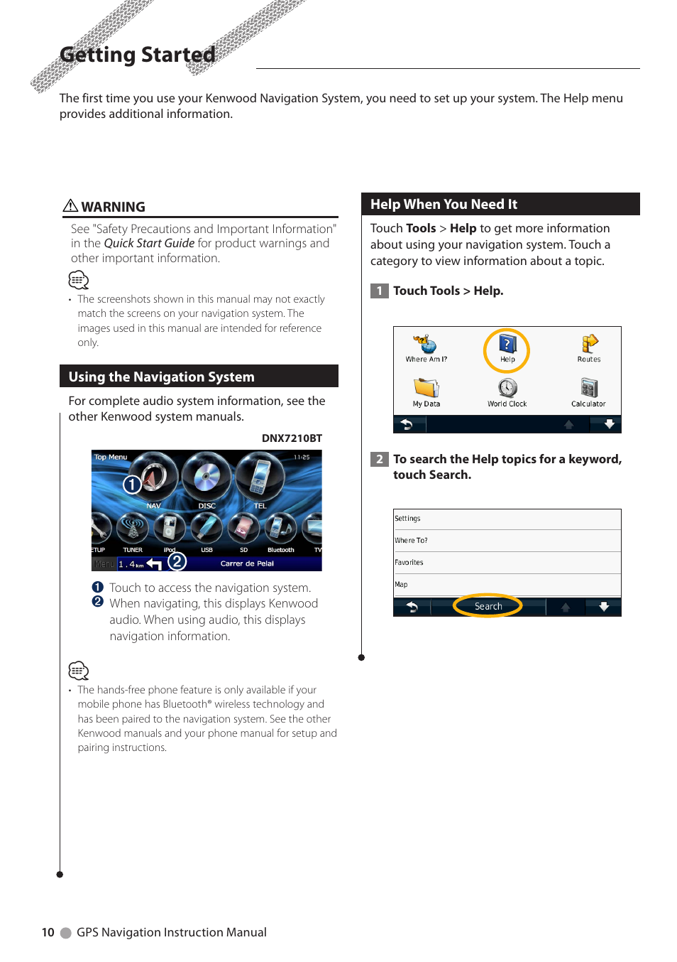 Getting started | Kenwood DNX9210BT User Manual | Page 10 / 28