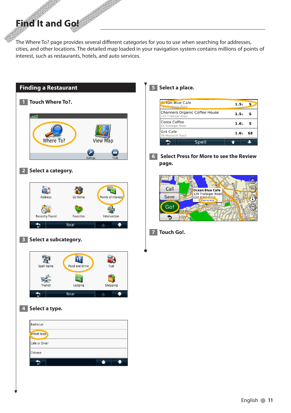 Find it and go | Kenwood DNX9210BT User Manual | Page 11 / 28