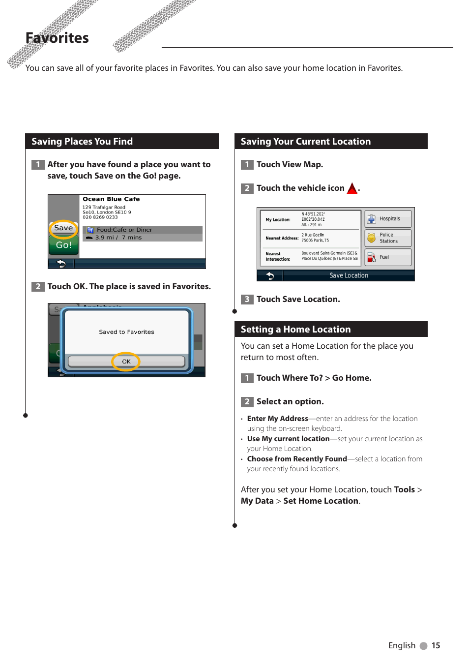 Favorites | Kenwood DNX9210BT User Manual | Page 15 / 28