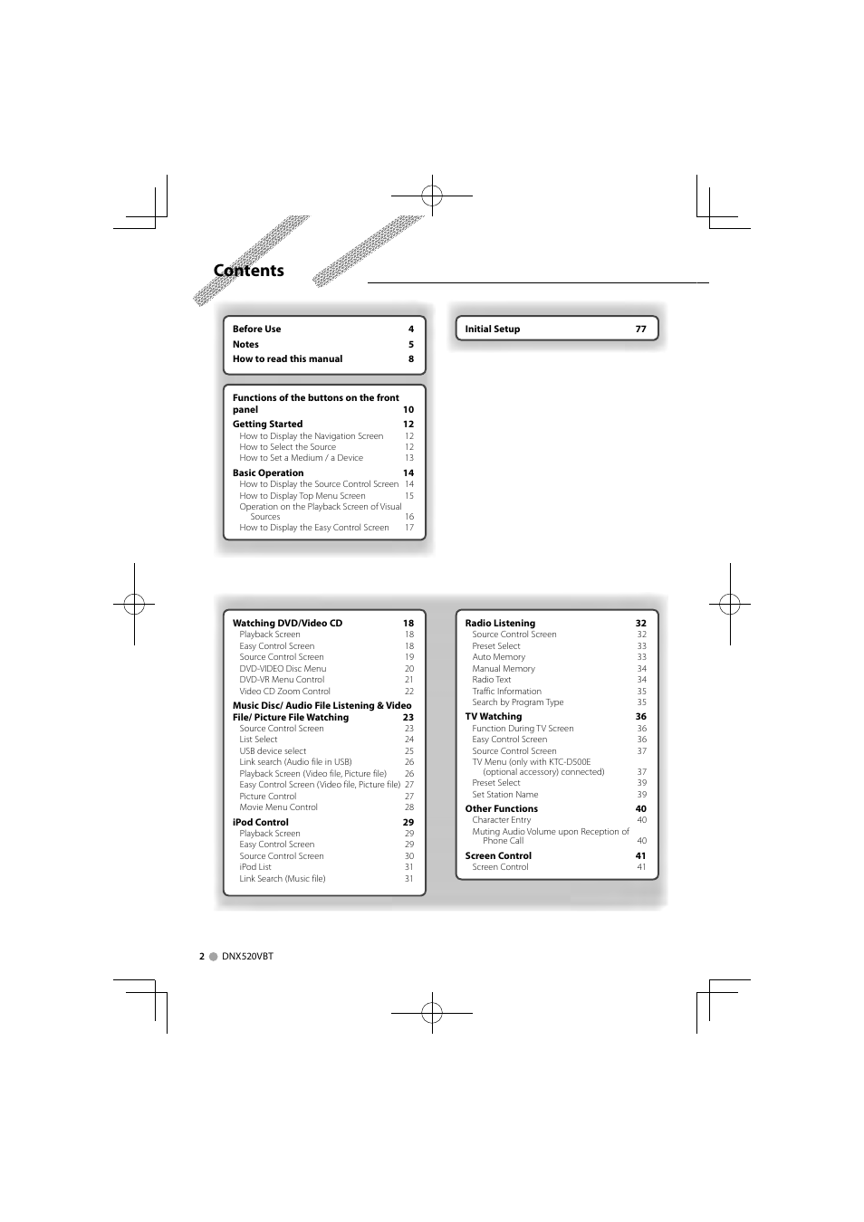 Kenwood DNX520VBT User Manual | Page 2 / 88