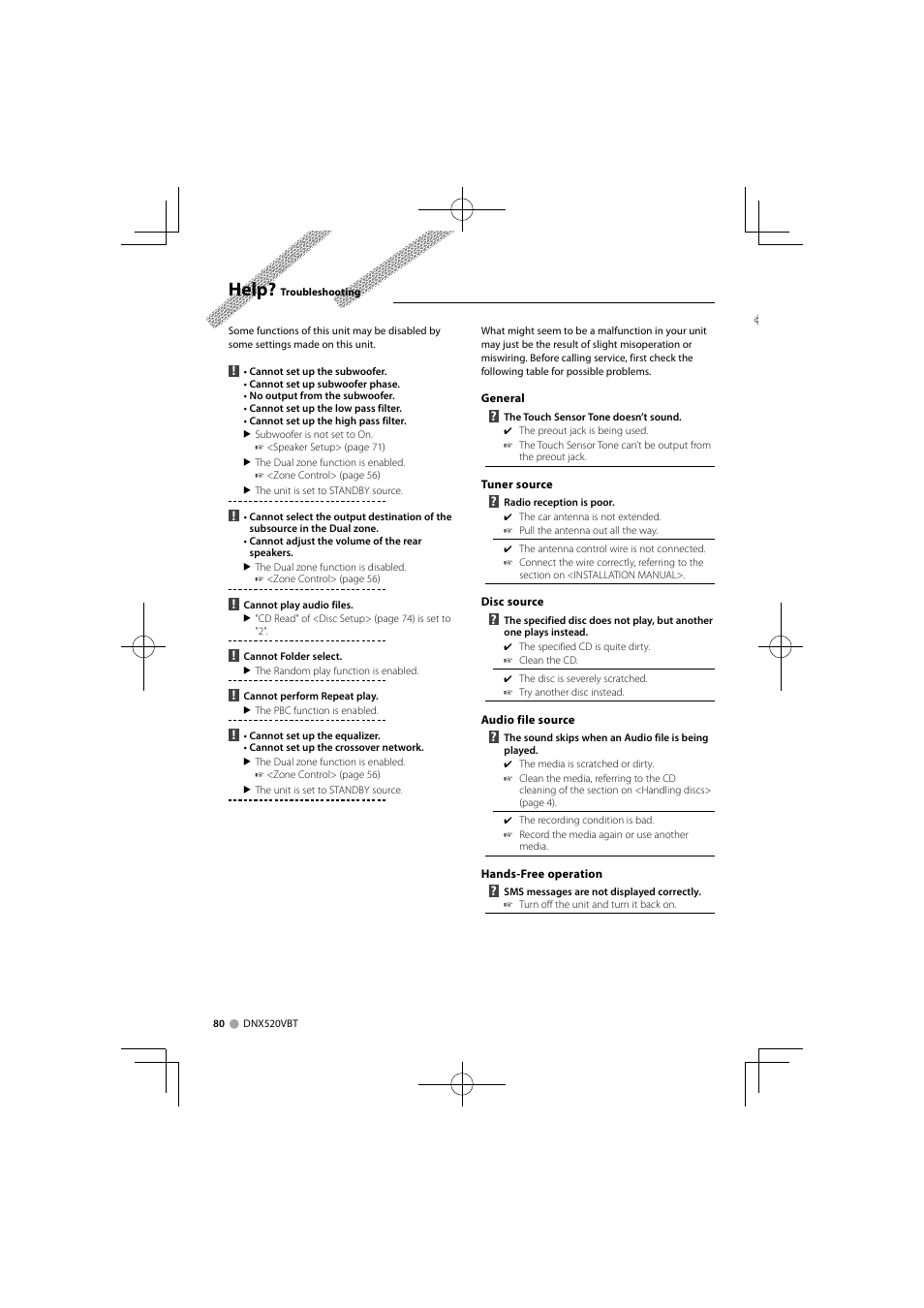 Help | Kenwood DNX520VBT User Manual | Page 80 / 88