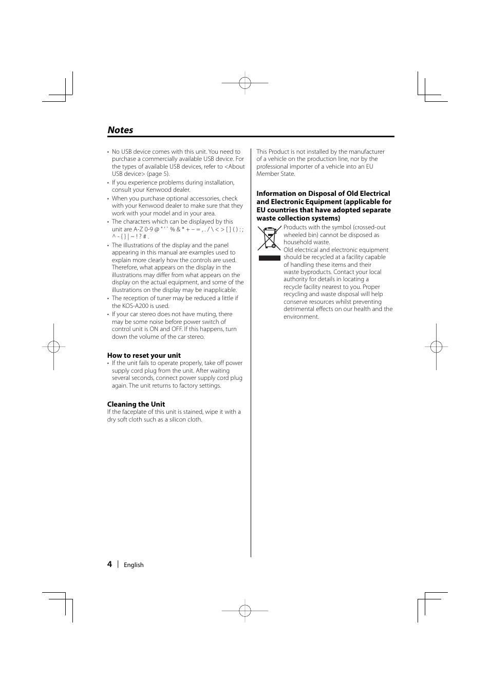 Kenwood KOS-A200 User Manual | Page 4 / 28