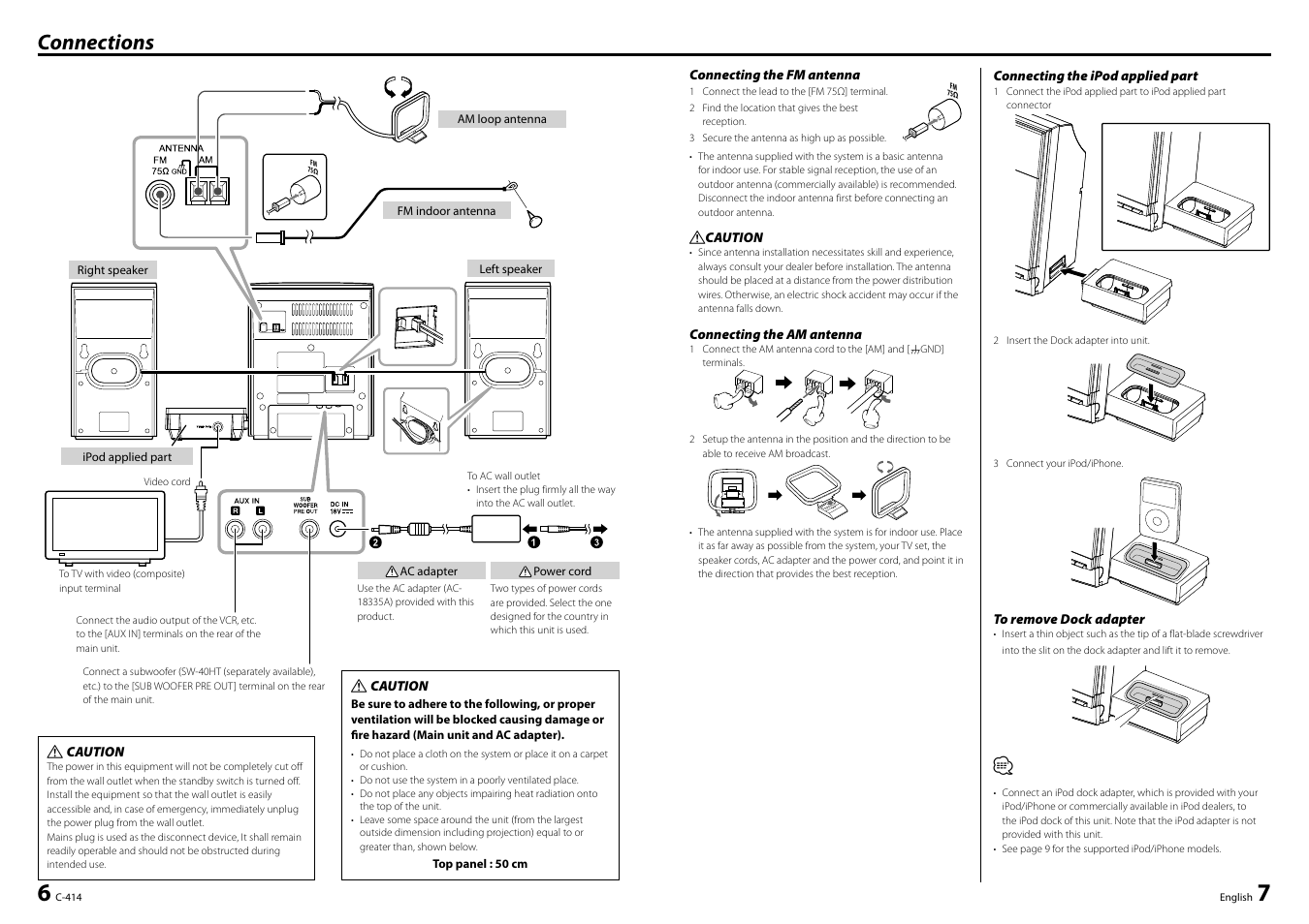 Connections | Kenwood C-414-W User Manual | Page 4 / 13