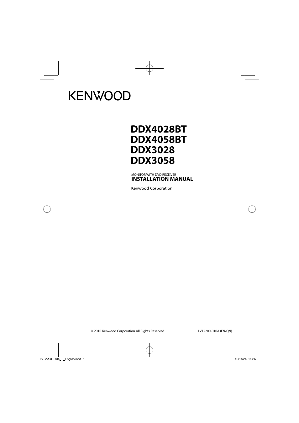 Kenwood DDX4028BT User Manual | 8 pages