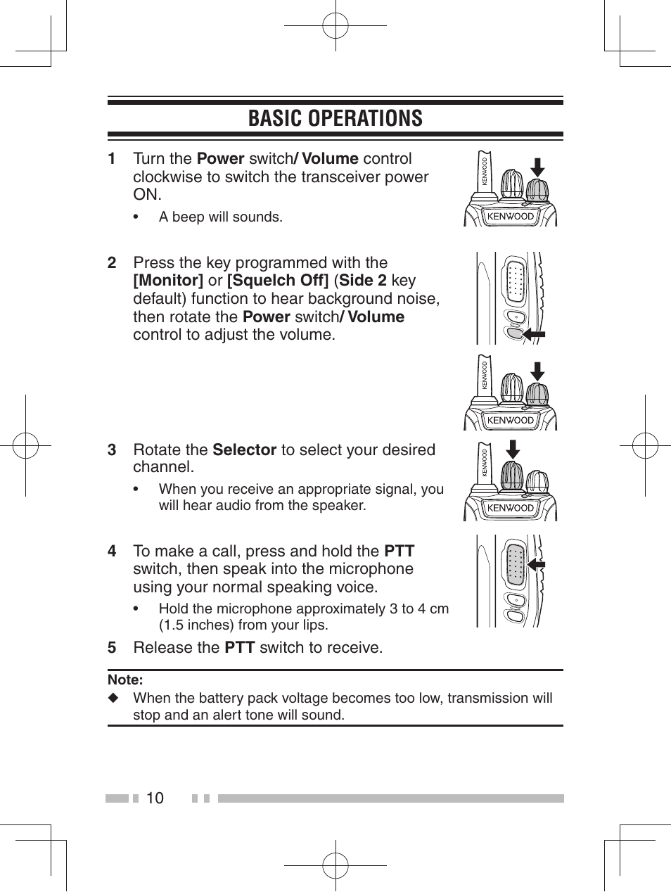 Basic operations | Kenwood TK-3401DE User Manual | Page 18 / 36