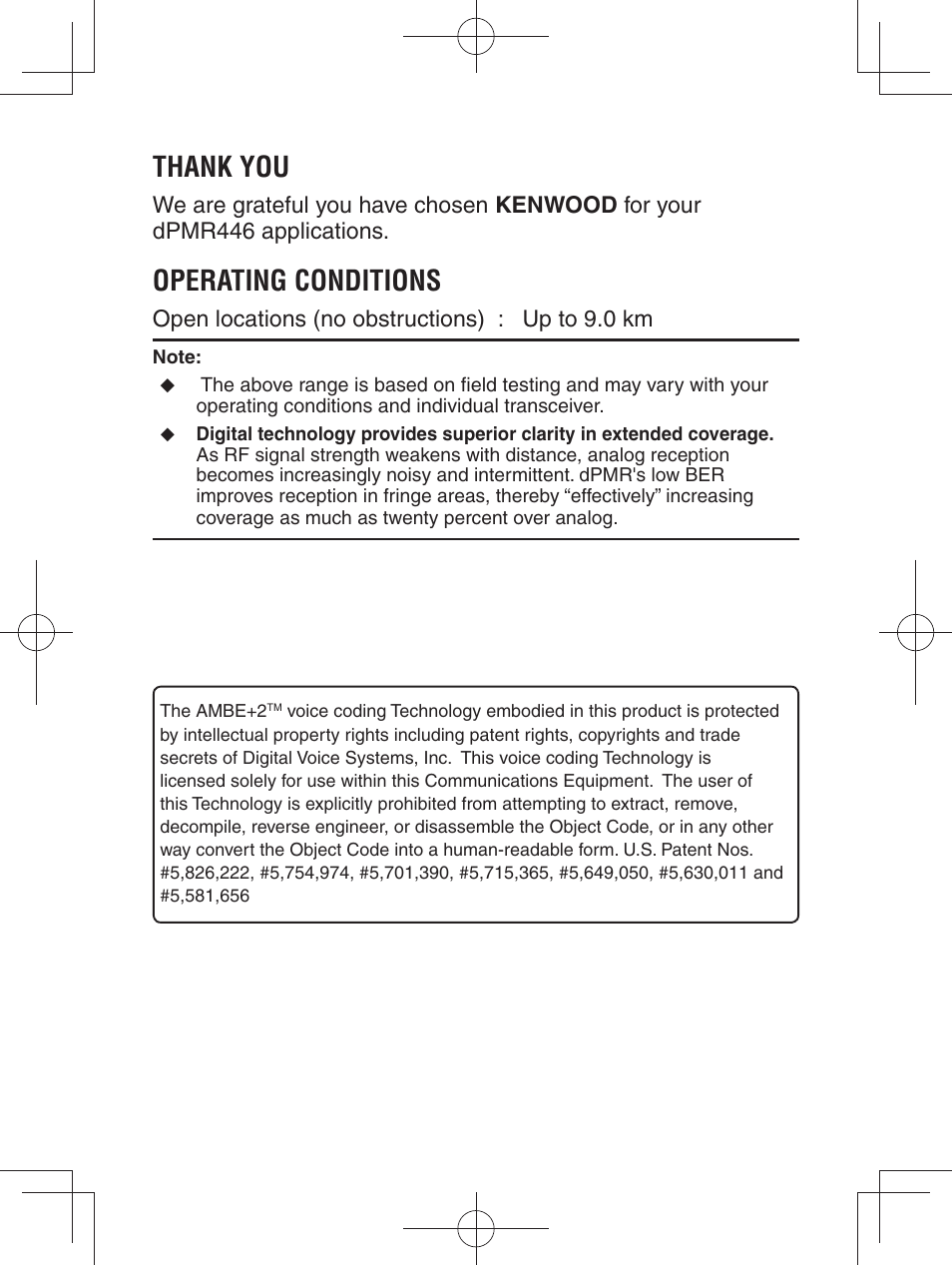 Operating conditions | Kenwood TK-3401DE User Manual | Page 2 / 36