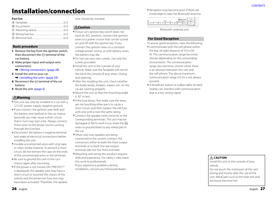 Installation/connection, Installation/connection 26 | Kenwood KDC-BT32U User Manual | Page 14 / 18