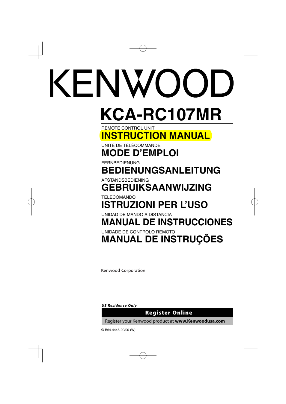 Kenwood KCA-RC107MR User Manual | 9 pages