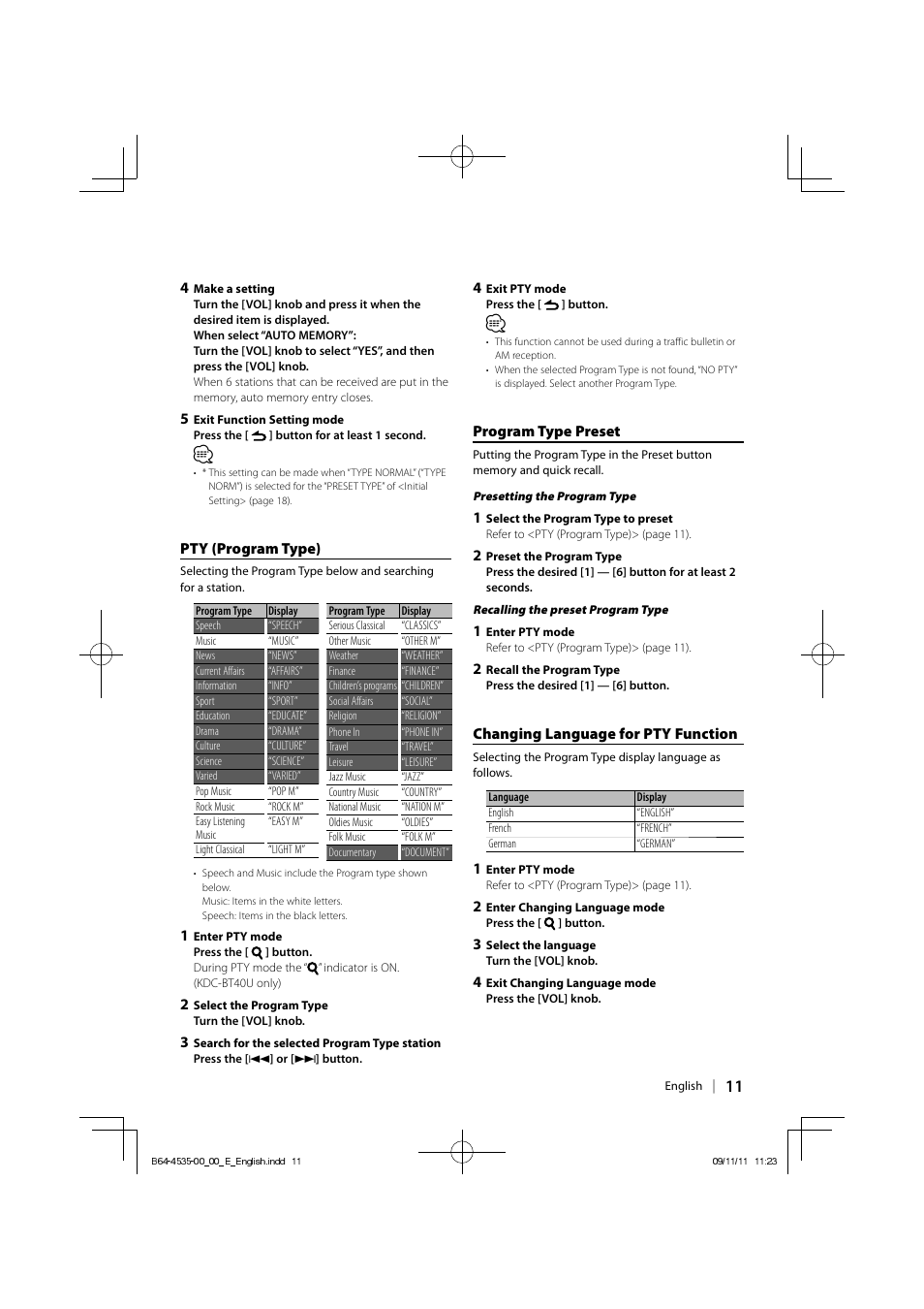 Kenwood KDC-BT40U User Manual | Page 11 / 40