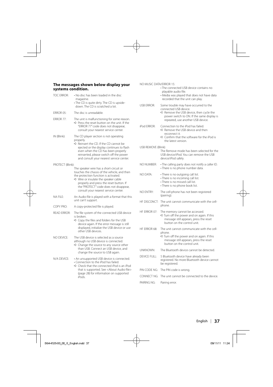 Kenwood KDC-BT40U User Manual | Page 37 / 40