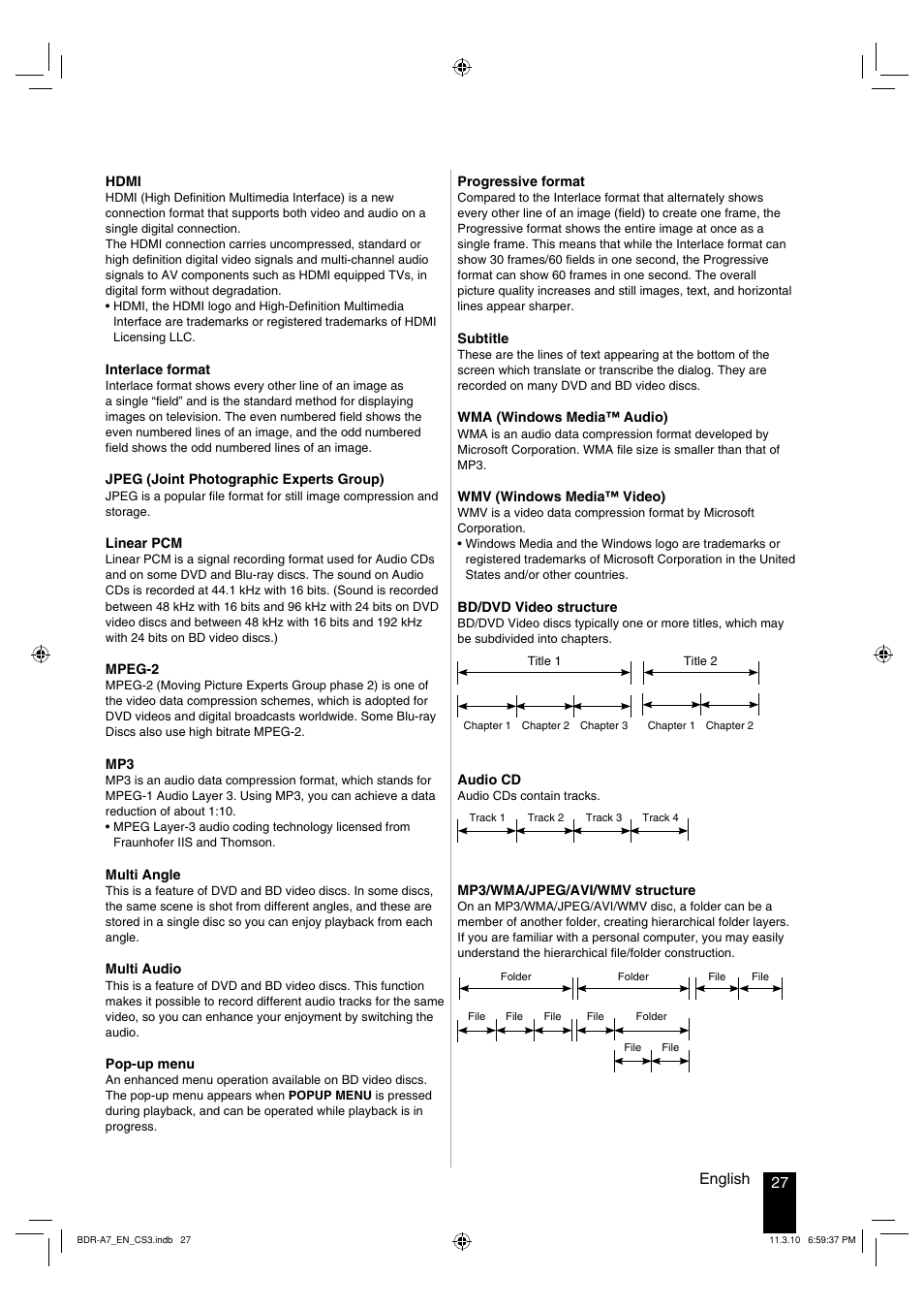 27 english | Kenwood BDR-A7 User Manual | Page 27 / 64