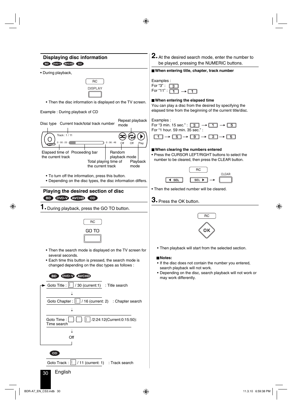 30 english displaying disc information | Kenwood BDR-A7 User Manual | Page 30 / 64