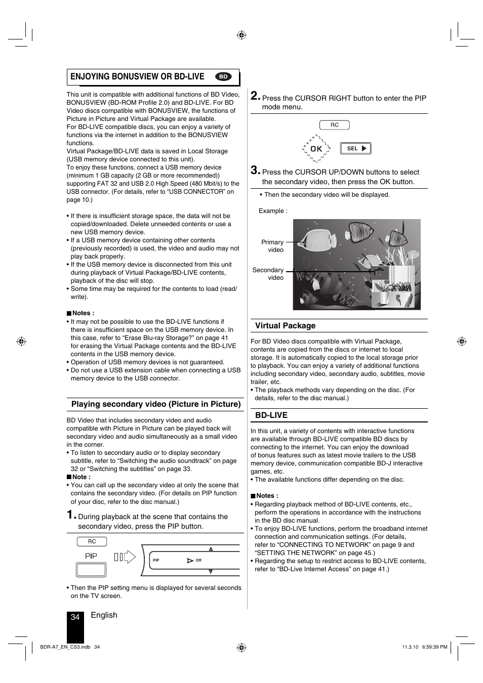 Enjoying bonusview or bd-live | Kenwood BDR-A7 User Manual | Page 34 / 64