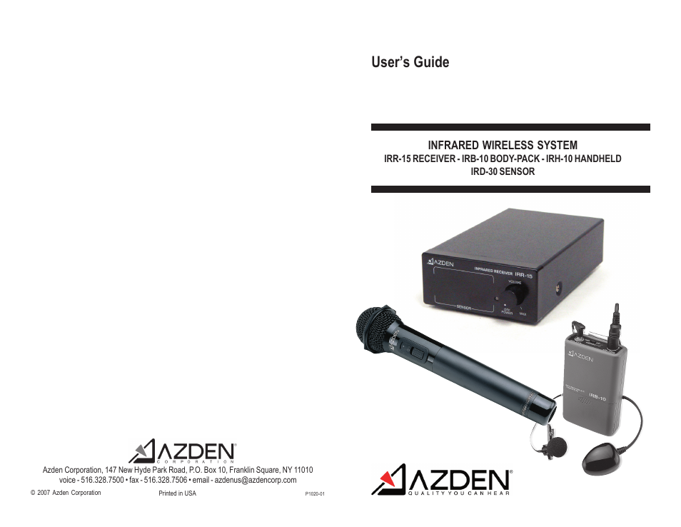 Azden IRB-10 User Manual | 6 pages