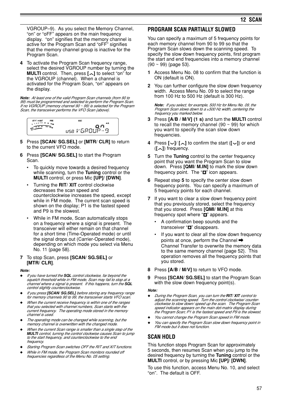 12 scan, Program scan partially slowed, Scan hold | Kenwood TS-480SAT User Manual | Page 65 / 104