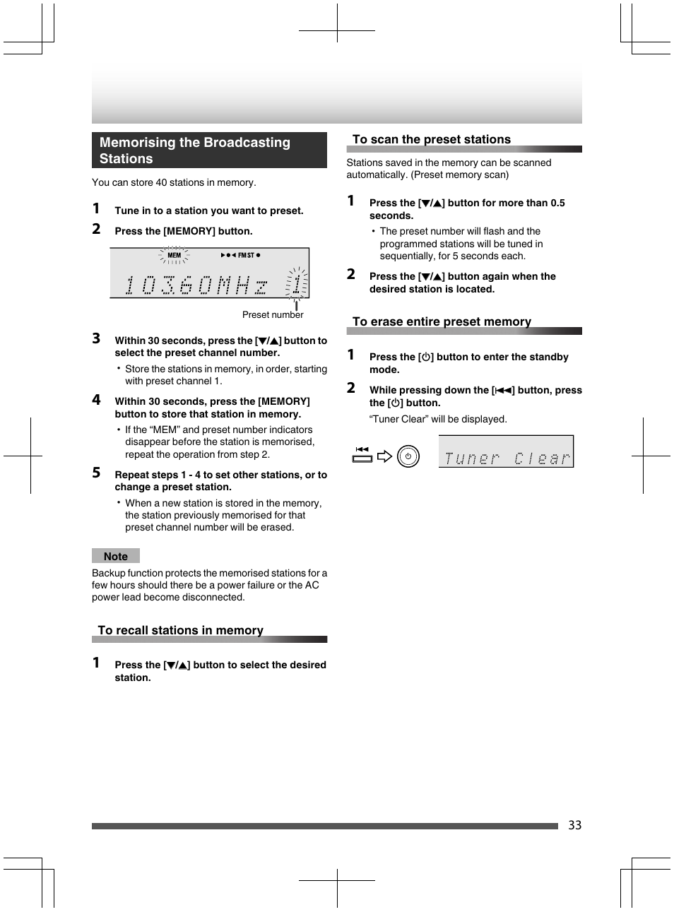 Memorising the broadcasting stations | Kenwood UD-NF7 User Manual | Page 33 / 48