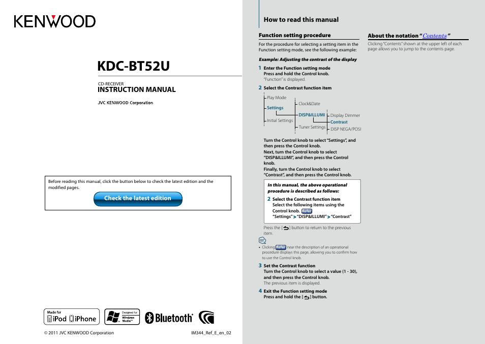 Kenwood KDC-BT52U User Manual | 30 pages