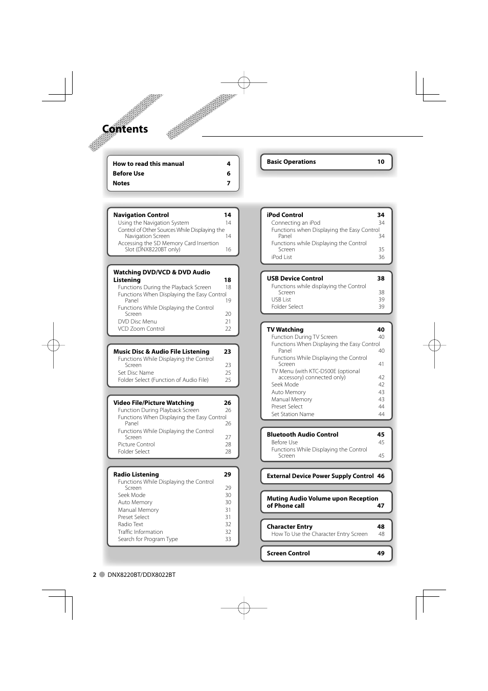 Kenwood DDX8022BT User Manual | Page 2 / 108