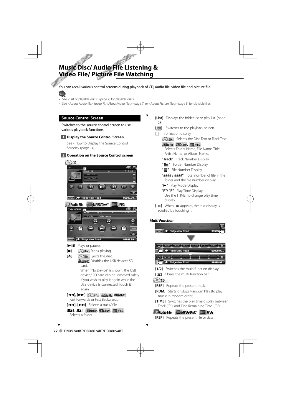 Kenwood DNX9240BT User Manual | Page 22 / 100