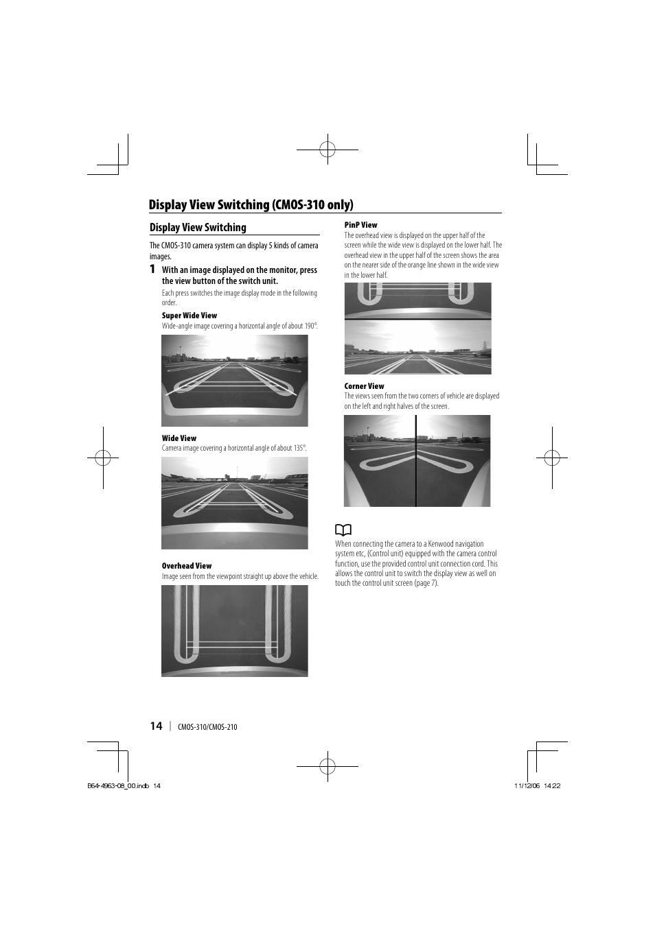 Display view switching (cmos-310 only) | Kenwood CMOS-210 User Manual | Page 14 / 15