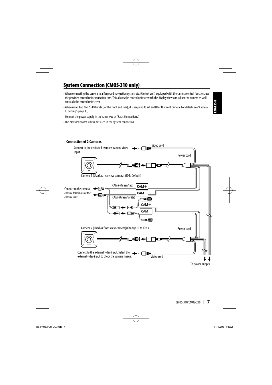 System connection (cmos-310 only) | Kenwood CMOS-210 User Manual | Page 7 / 15