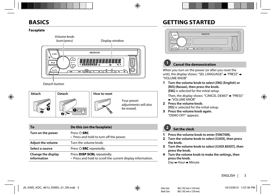 Basics, Getting started | Kenwood KDC-461U User Manual | Page 5 / 15