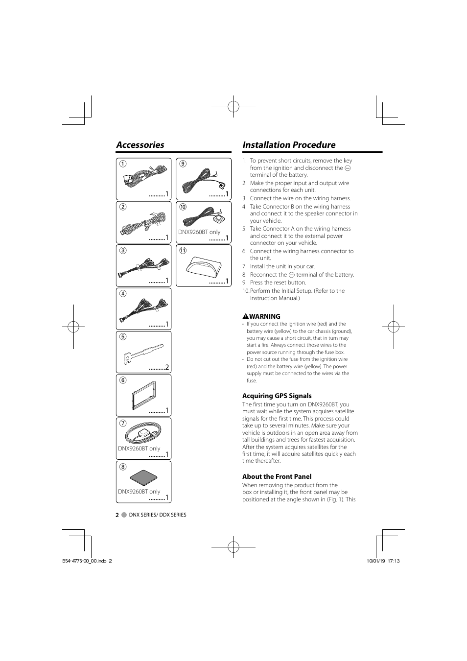 Installation procedure accessories | Kenwood DDX8026BT User Manual | Page 2 / 11