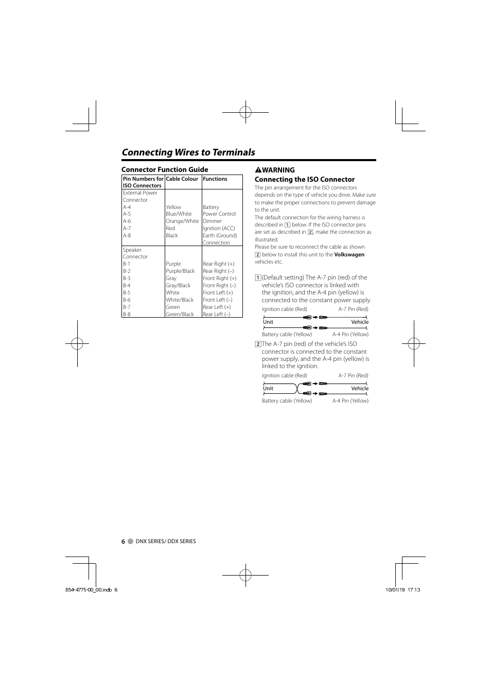 Connecting wires to terminals | Kenwood DDX8026BT User Manual | Page 6 / 11