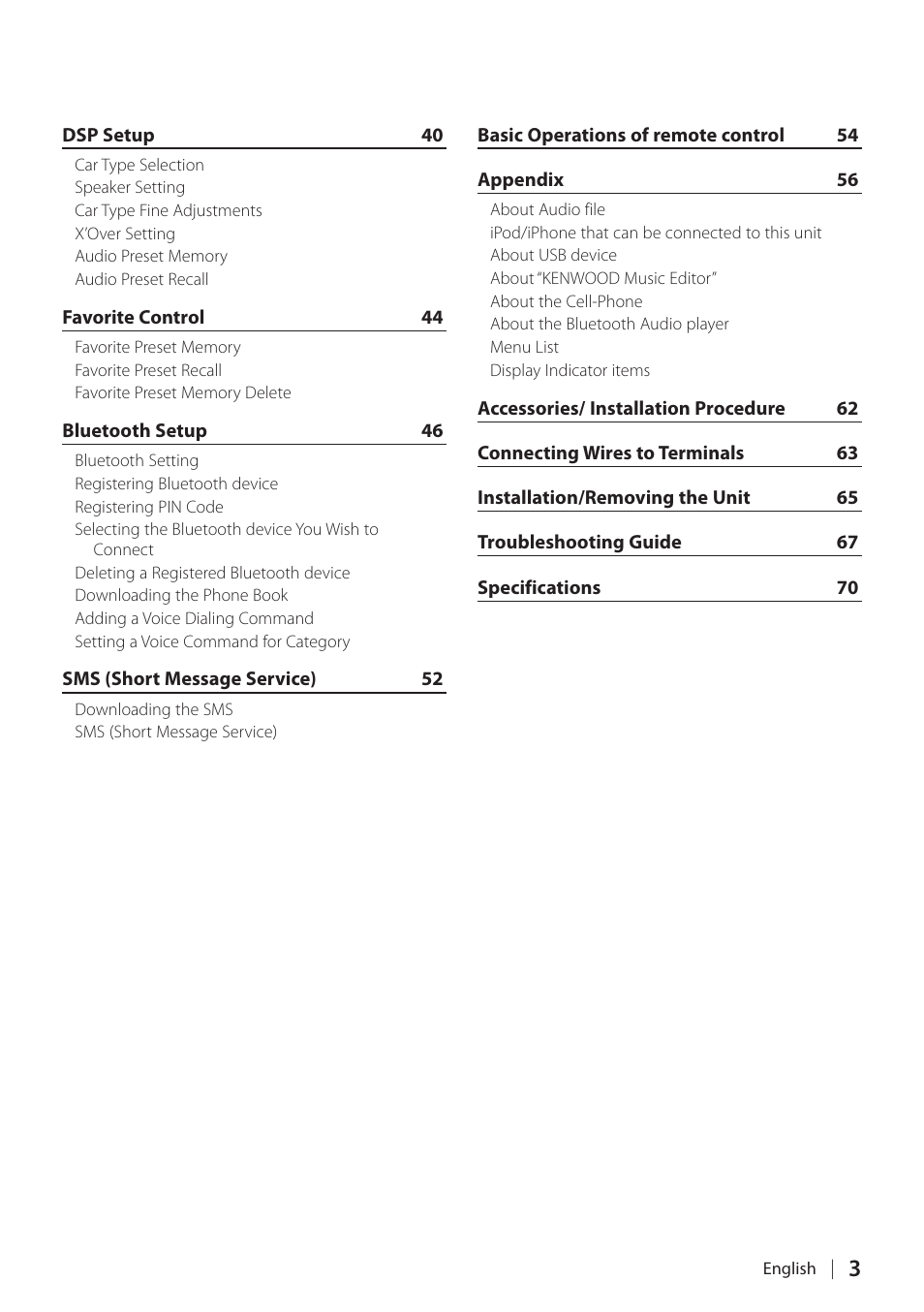 Kenwood KDC-BT60U User Manual | Page 3 / 72