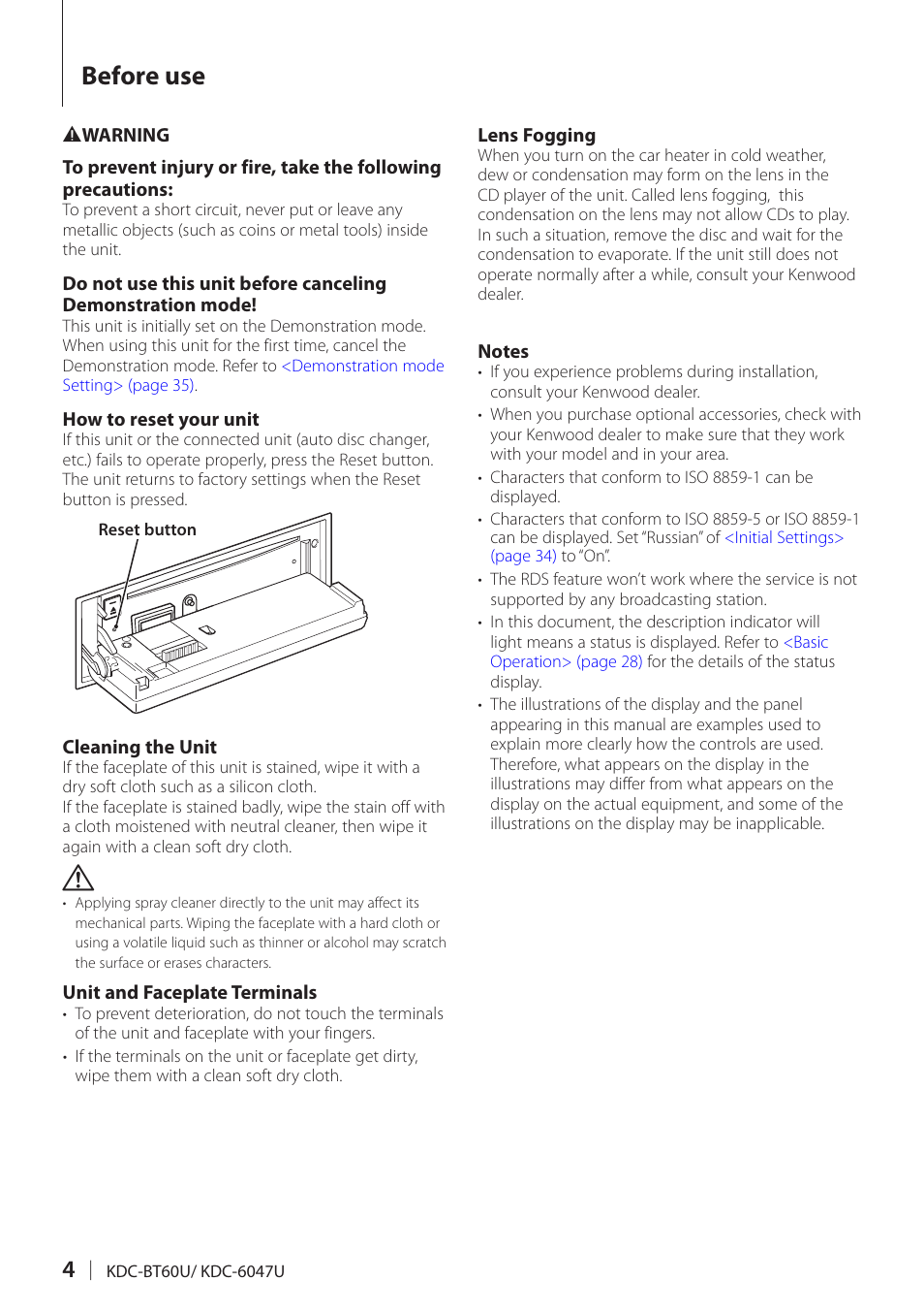 Before use | Kenwood KDC-BT60U User Manual | Page 4 / 72