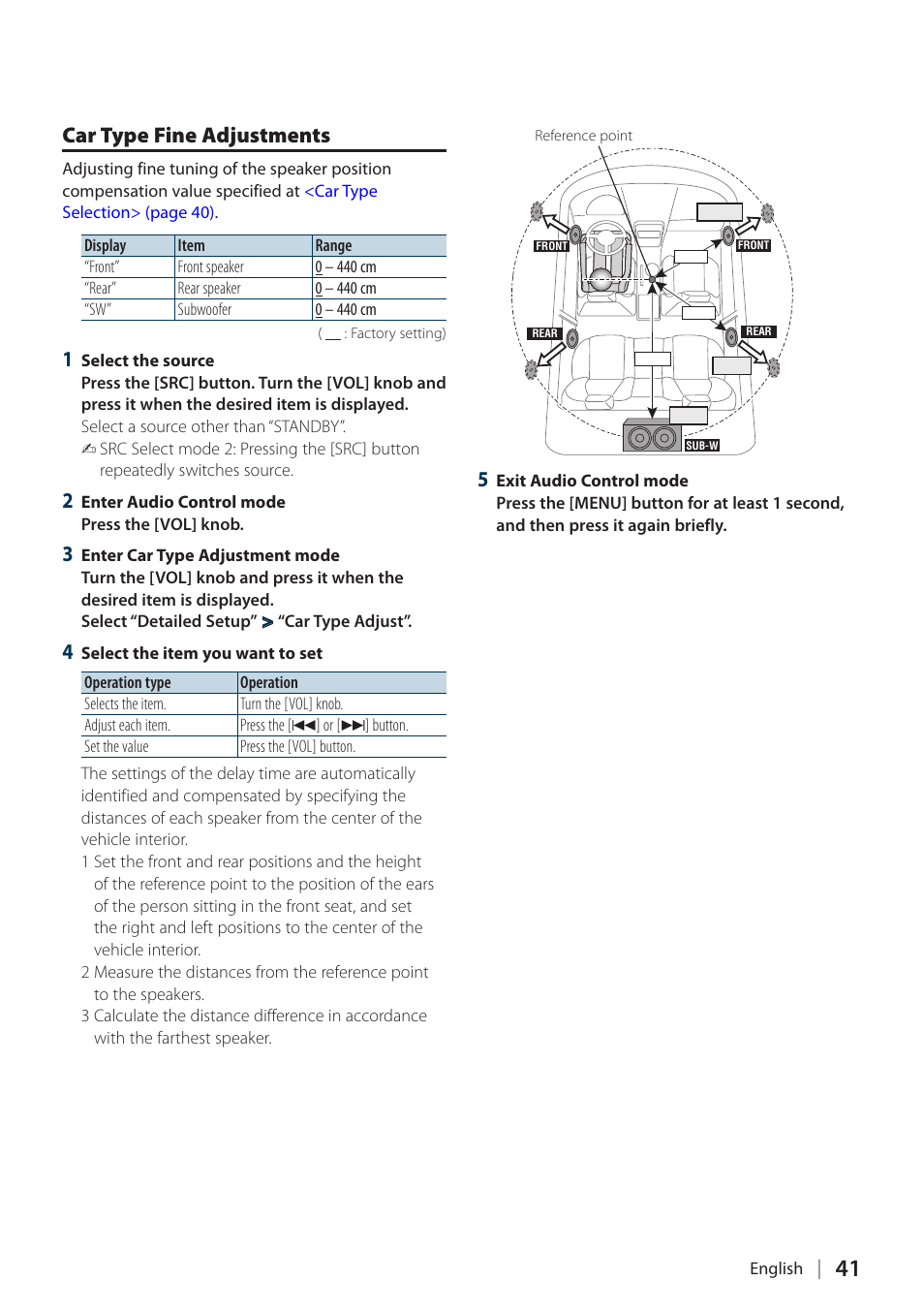 Car type fine adjustments | Kenwood KDC-BT60U User Manual | Page 41 / 72