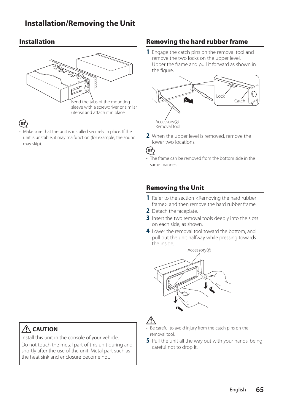 Installation/removing the unit | Kenwood KDC-BT60U User Manual | Page 65 / 72