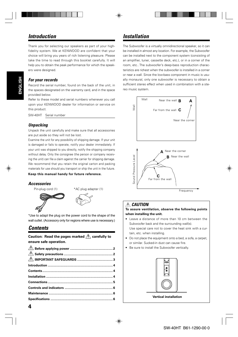 Kenwood SW-40HT-BK User Manual | Page 4 / 32