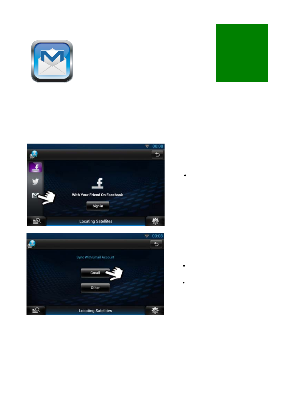 Step 7:- setting up gmail account, Step | Kenwood DNN9230DAB User Manual | Page 20 / 42