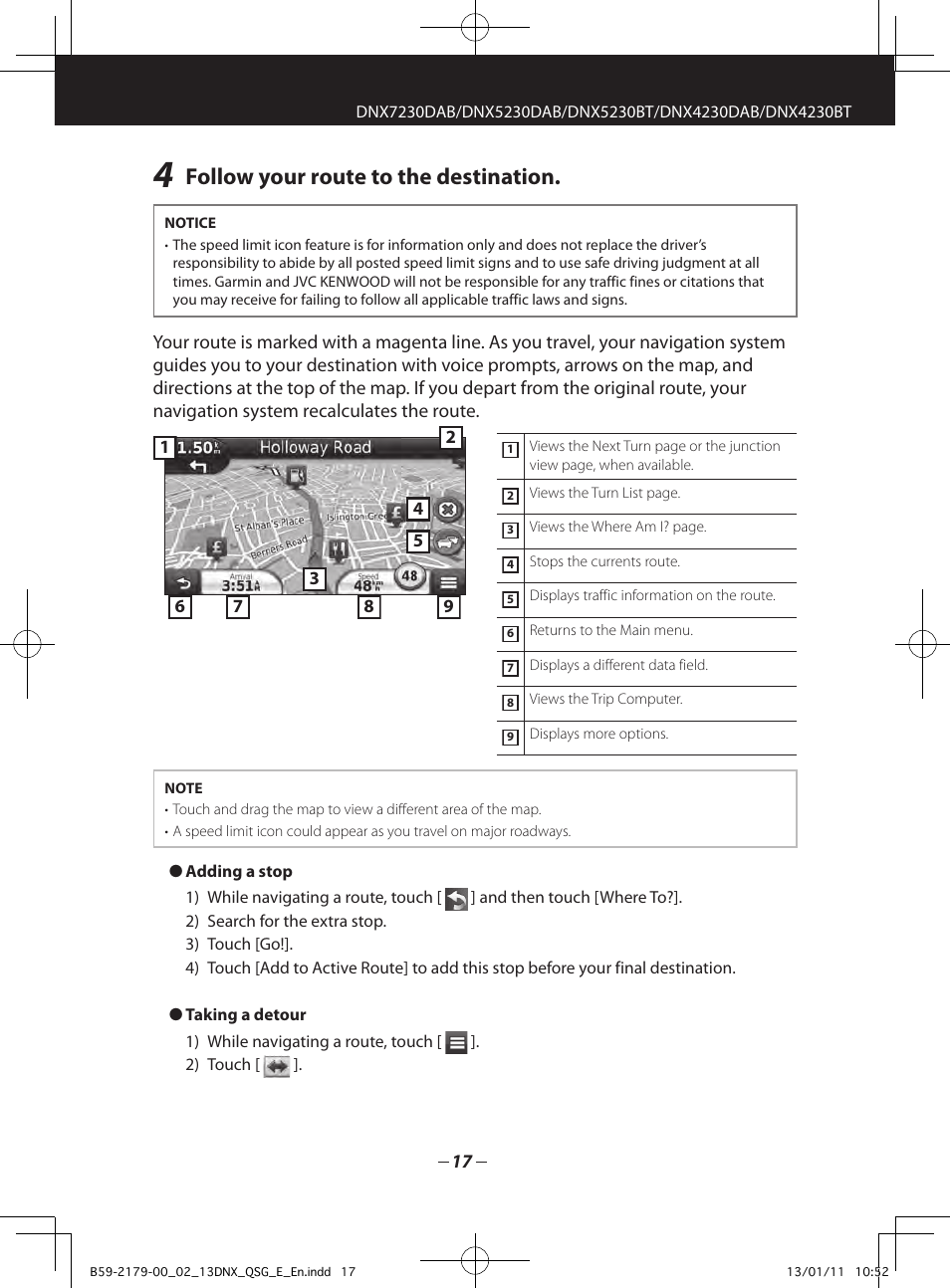 Follow your route to the destination | Kenwood DNX7230DAB User Manual | Page 17 / 36
