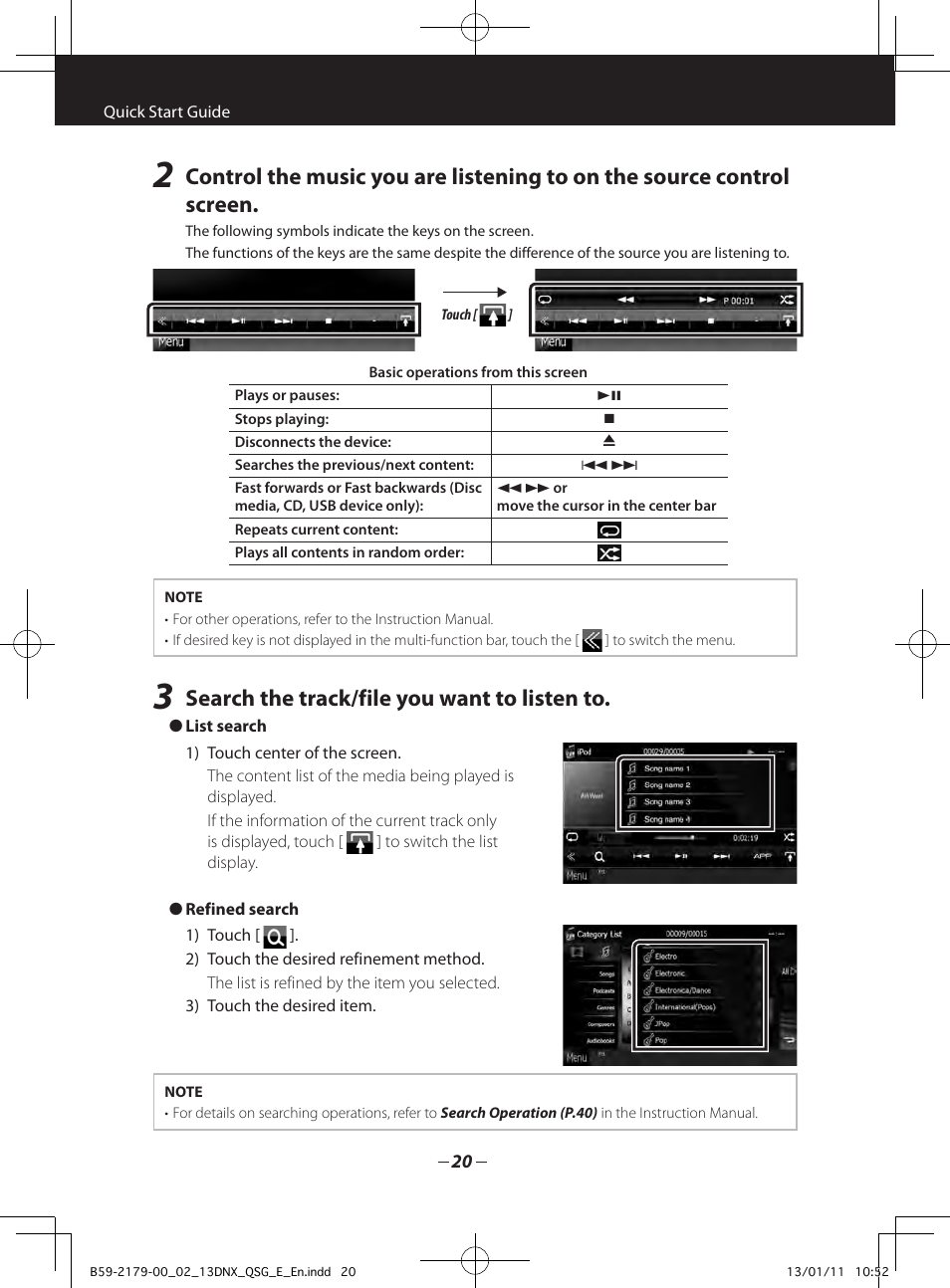 Search the track/file you want to listen to | Kenwood DNX7230DAB User Manual | Page 20 / 36