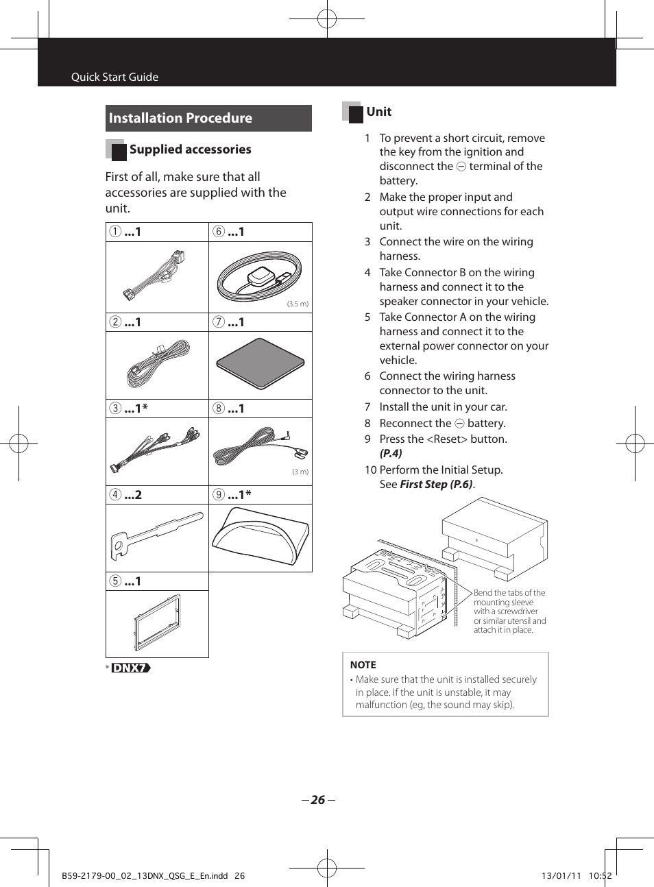 Installation procedure | Kenwood DNX7230DAB User Manual | Page 26 / 36