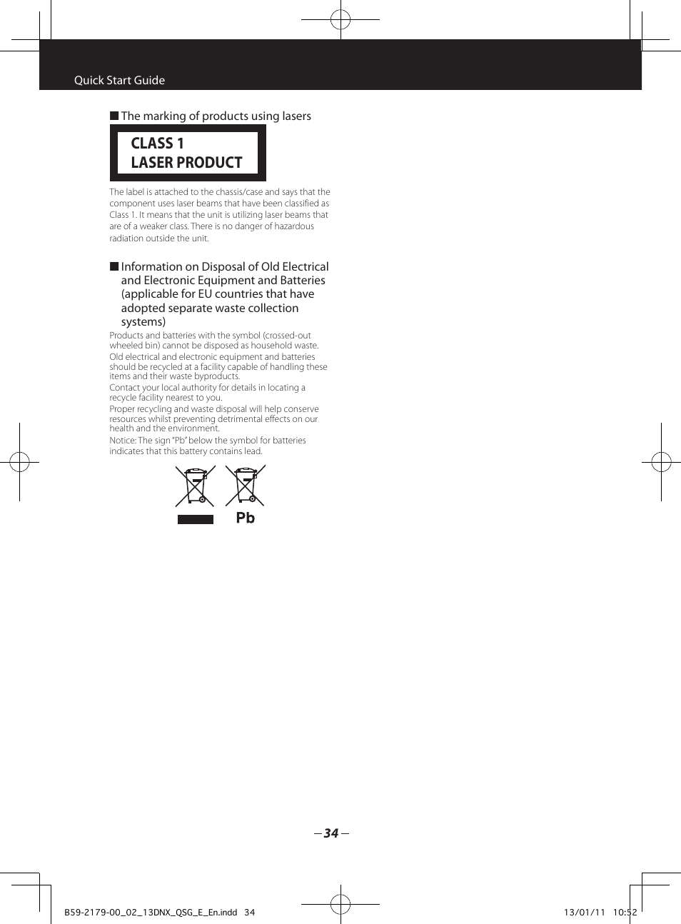 Class 1 laser product | Kenwood DNX7230DAB User Manual | Page 34 / 36