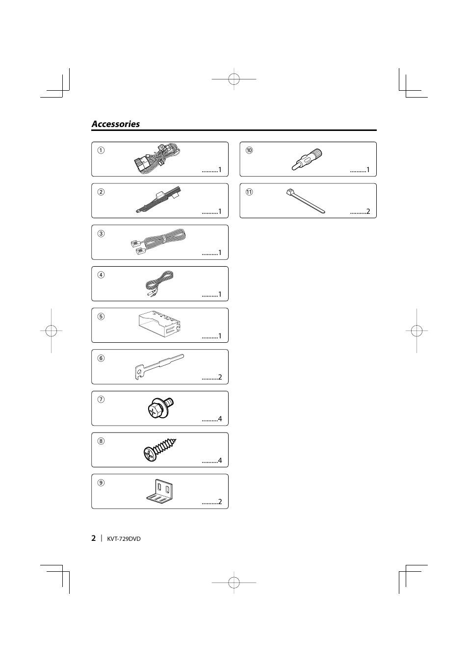 Accessories | Kenwood KVT-729DVD User Manual | Page 2 / 12