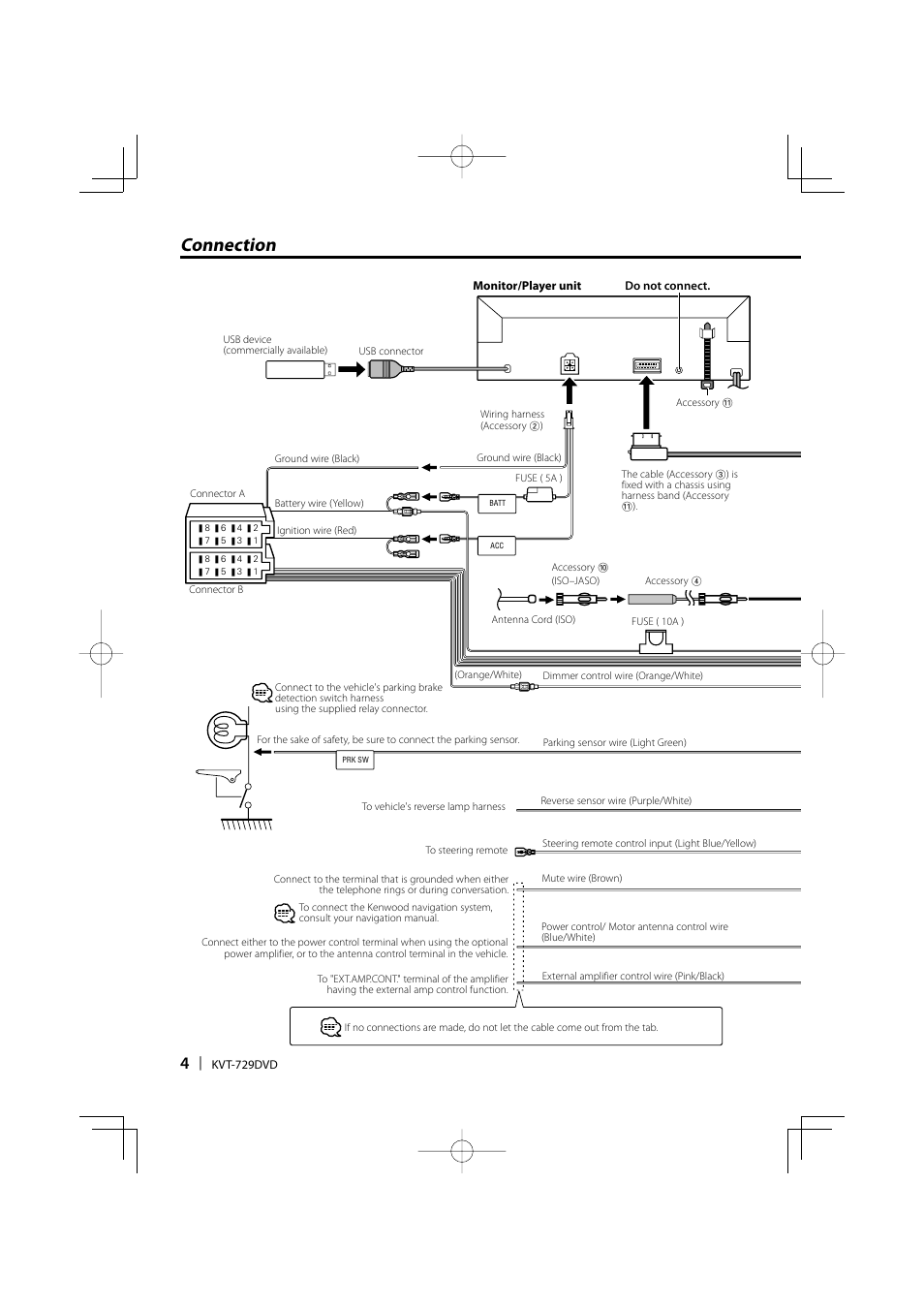 Connection | Kenwood KVT-729DVD User Manual | Page 4 / 12