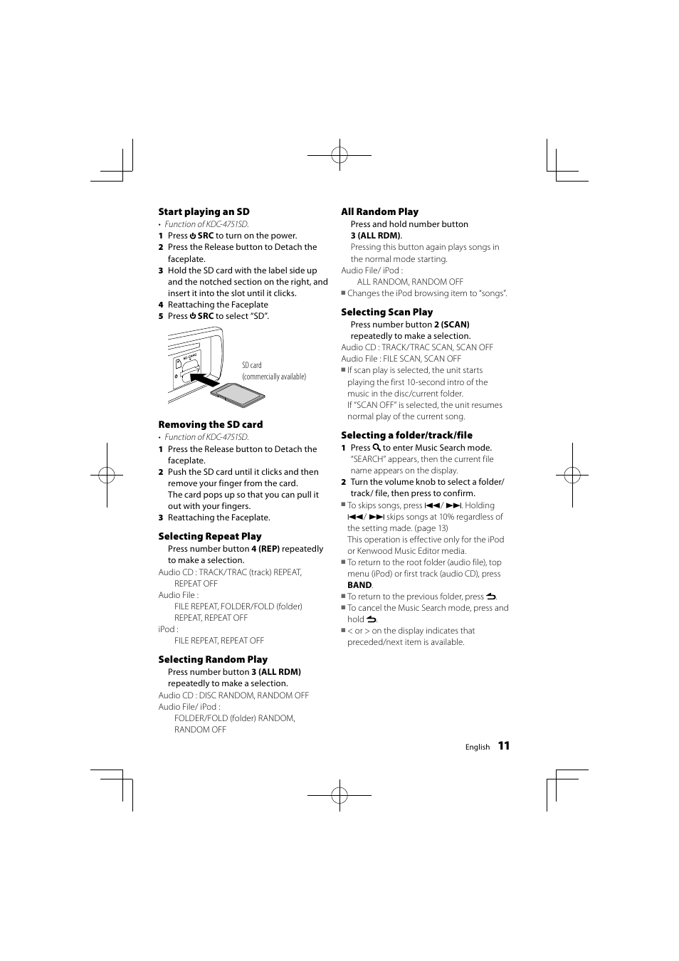 Kenwood KDC-4751SD User Manual | Page 11 / 40