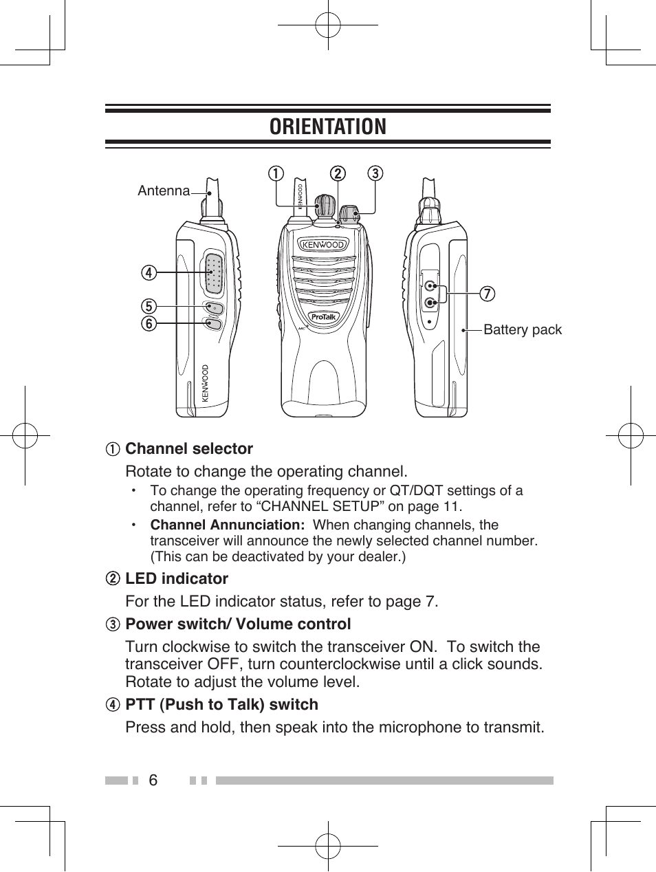 Orientation | Kenwood TK-3301E User Manual | Page 15 / 32