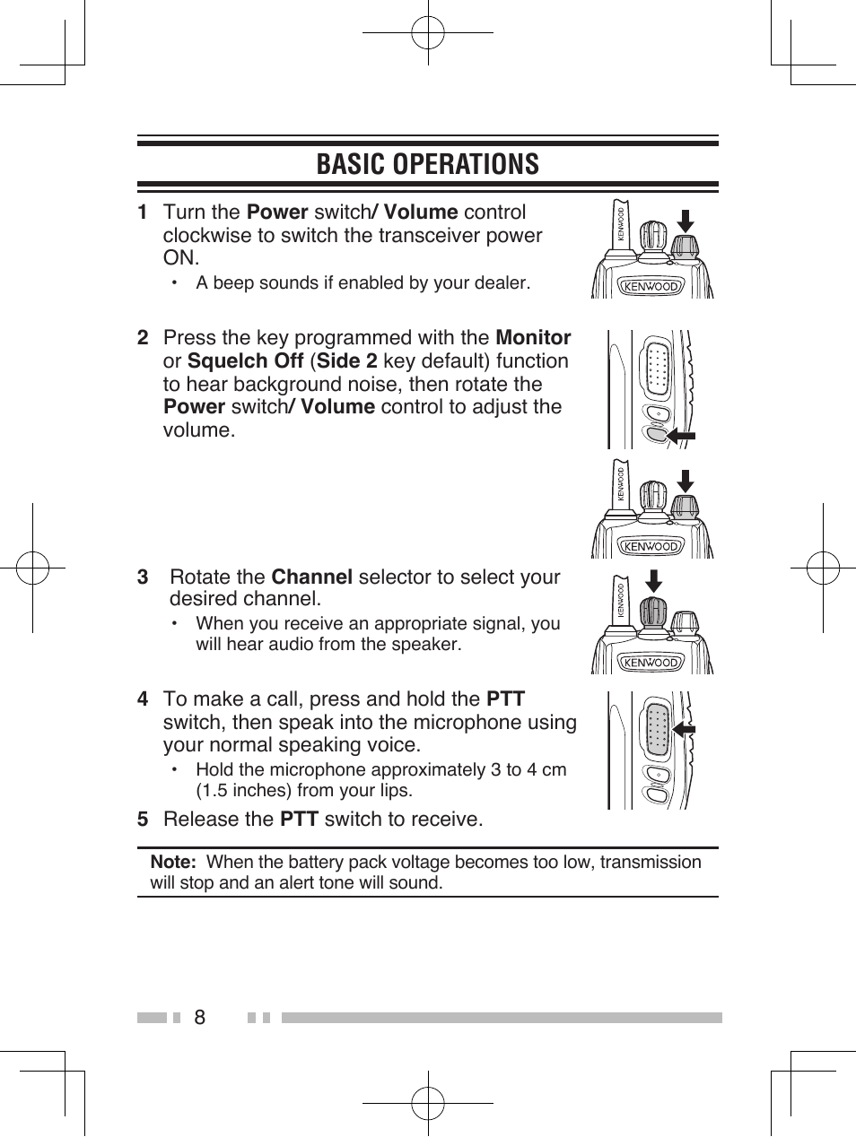Basic operations | Kenwood TK-3301E User Manual | Page 17 / 32